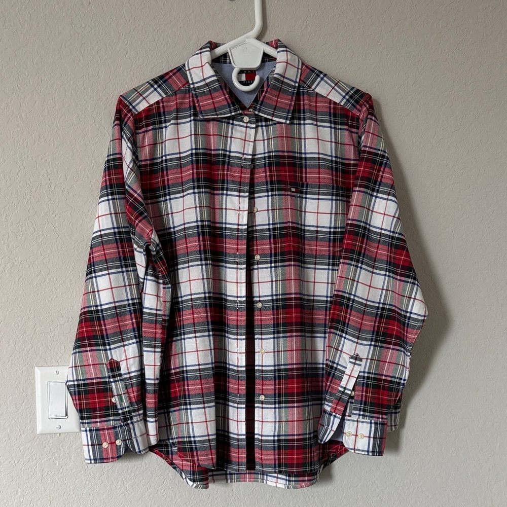 Tommy Hilfiger Red and Black Plaid Shirt